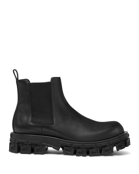 Versace Men's Greca Pull On Lug Sole Chelsea Boots